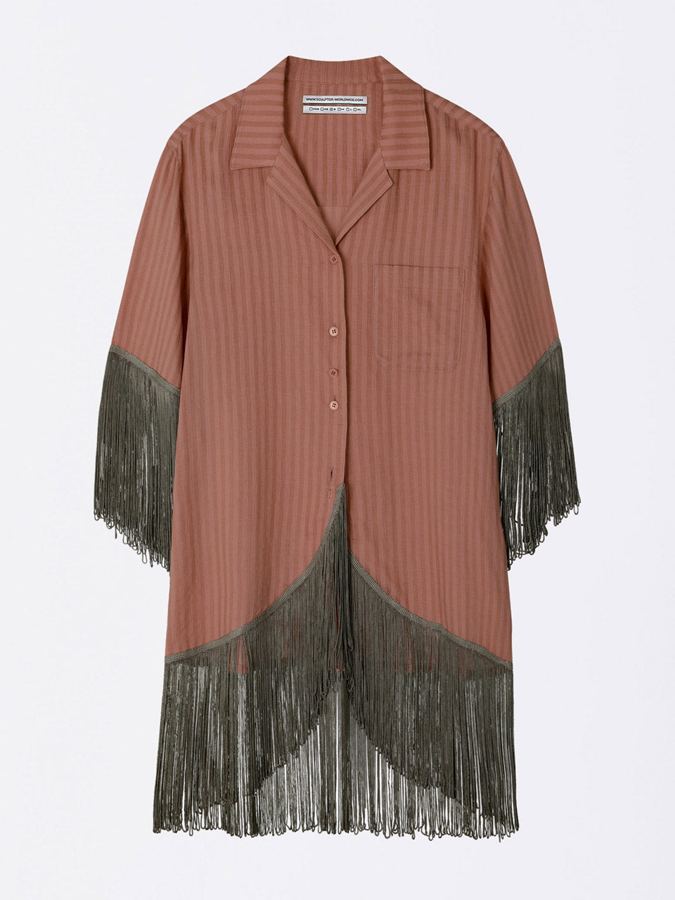 Boho Hawaiian Shirt Brown Stripe
