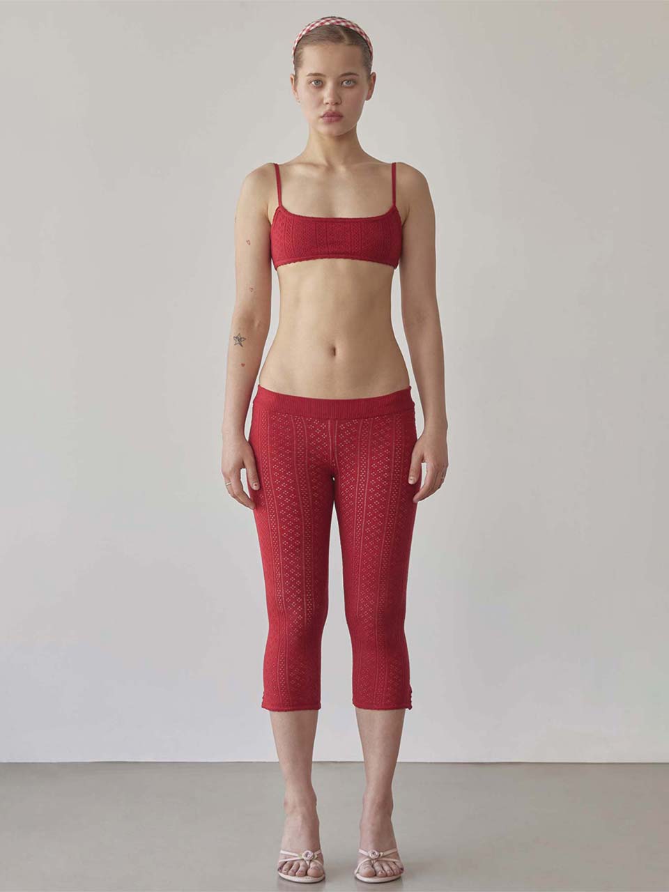 【5月下旬お届け予定】Eyelet Knit Bustier Red