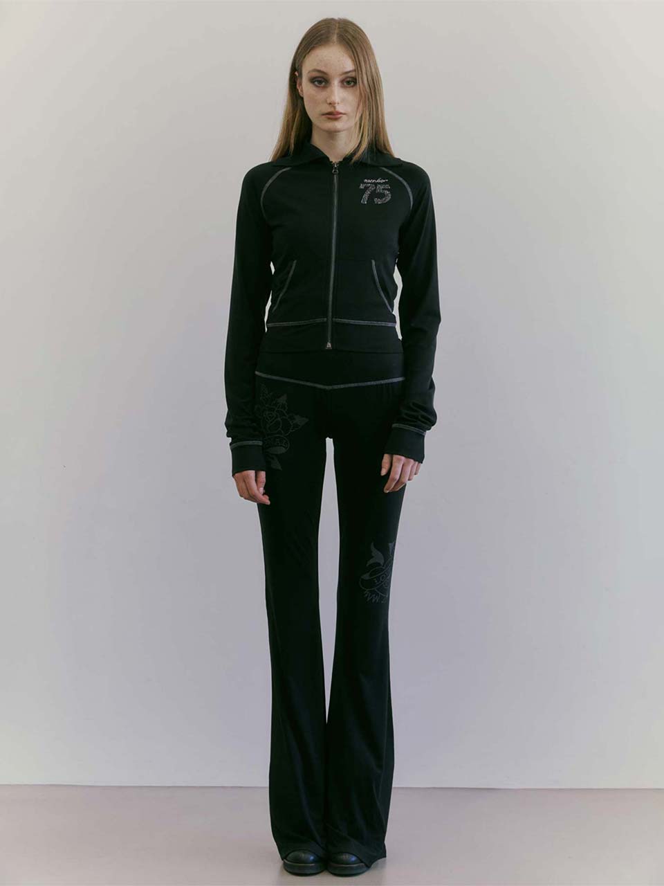 【SCULPTOR X Ed Hardy】♡フレアトラックパンツ♡ Sculptor X Ed Hardy] Flare Track Pants Black – SCULPTOR JAPAN