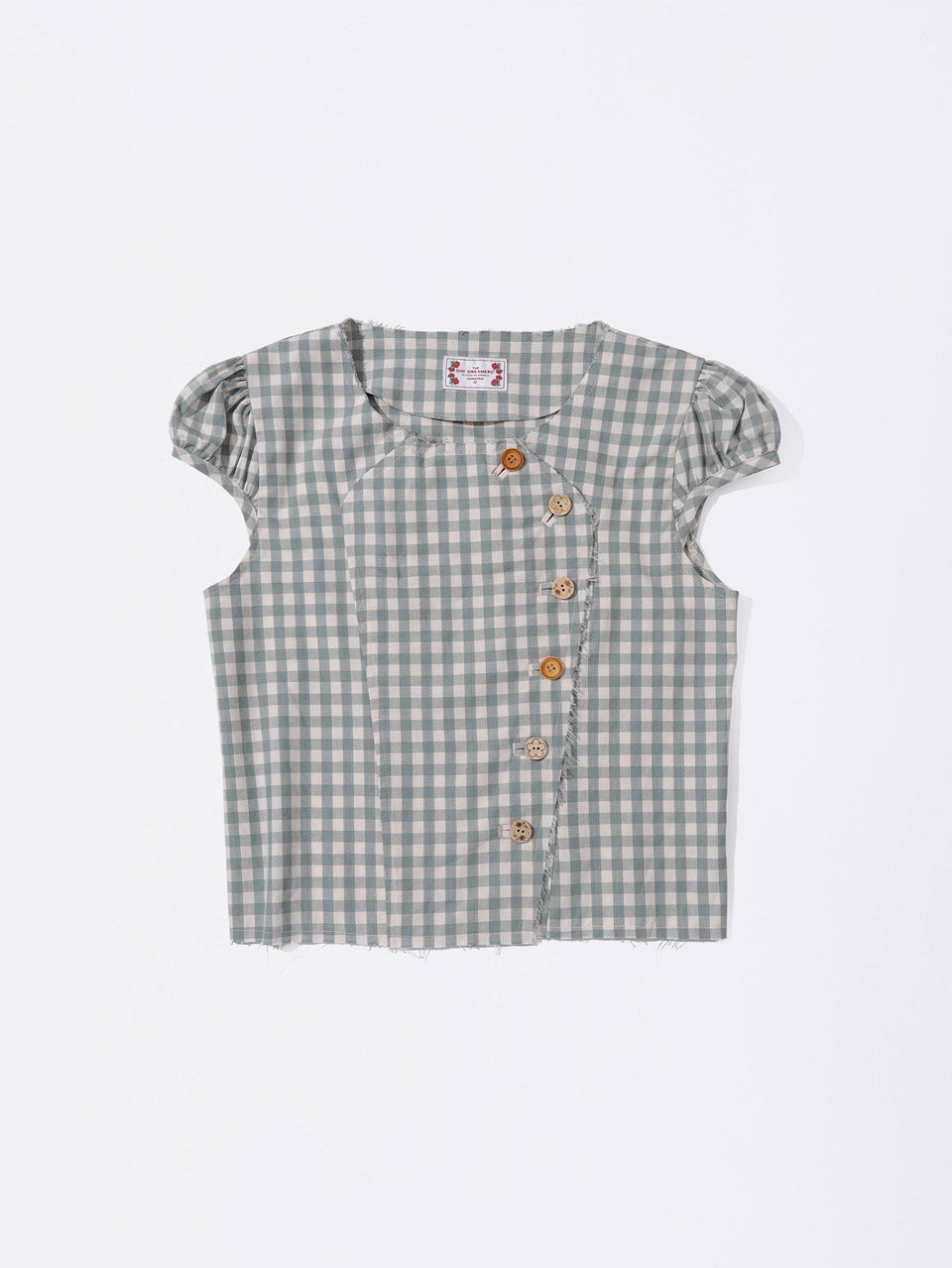 Rosetta Puff Shirt Mint Gingham