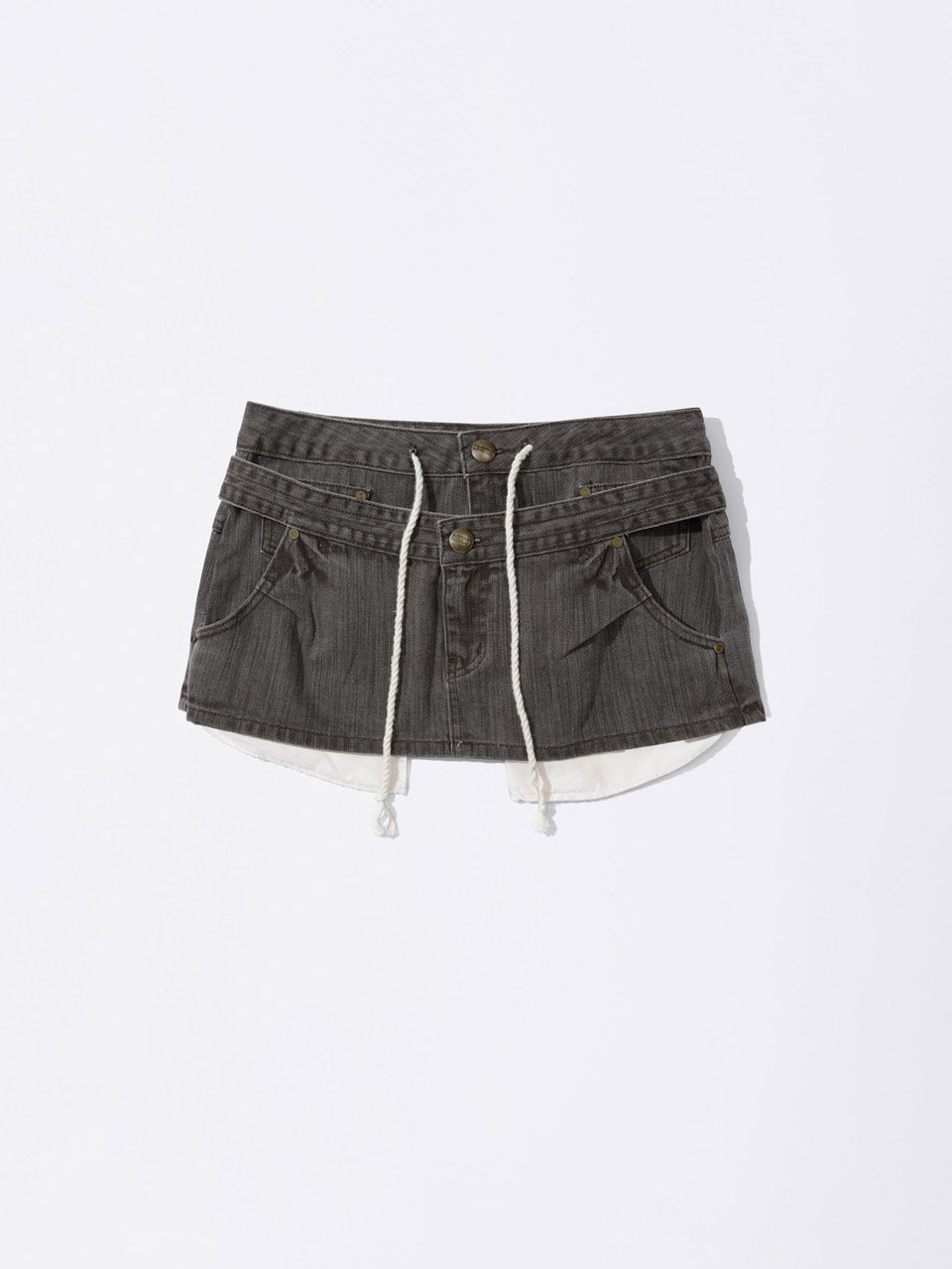 Apron Layered Mini Skirt Charcoal