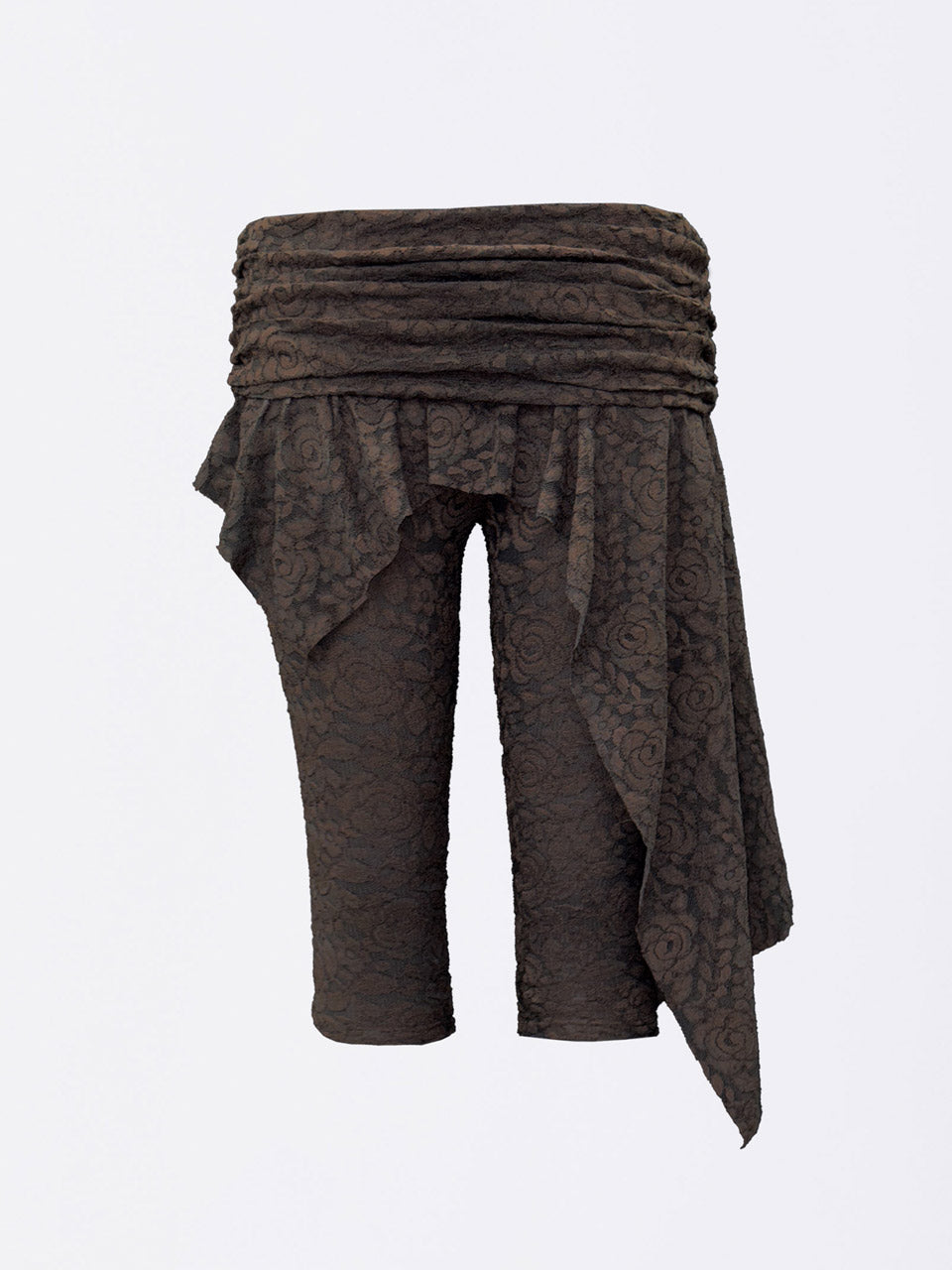 Asymmetric Lace Skirt Leggings Brown