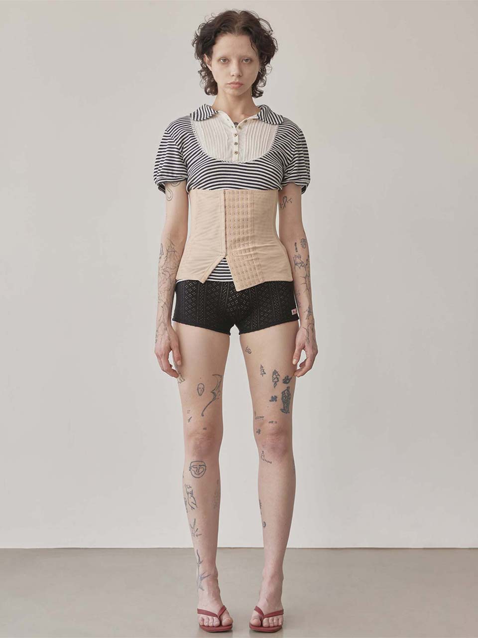 【5月下旬お届け予定】Eyelet Knit Shorts Black