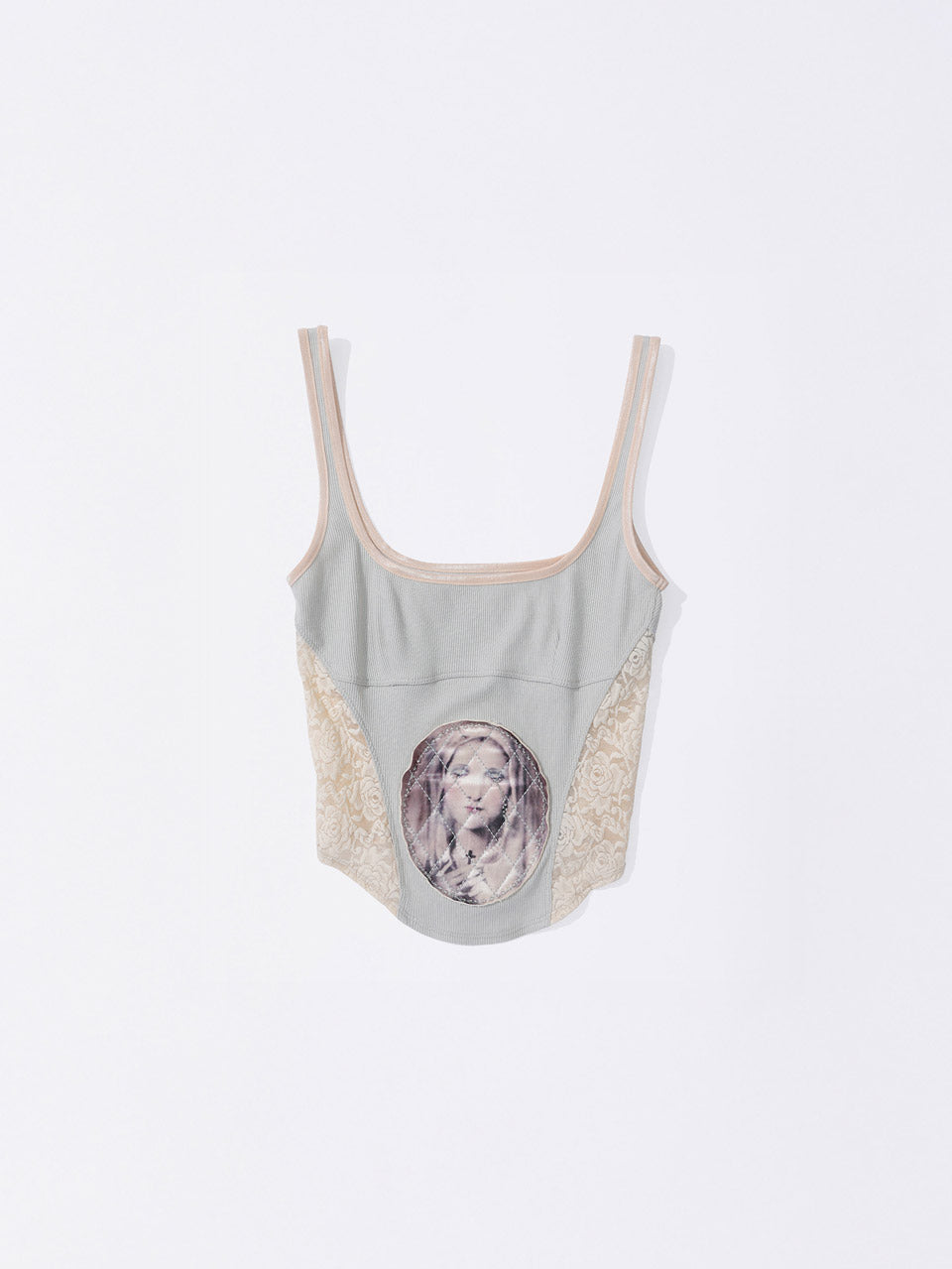 Beaded Maria Top Pale Gray