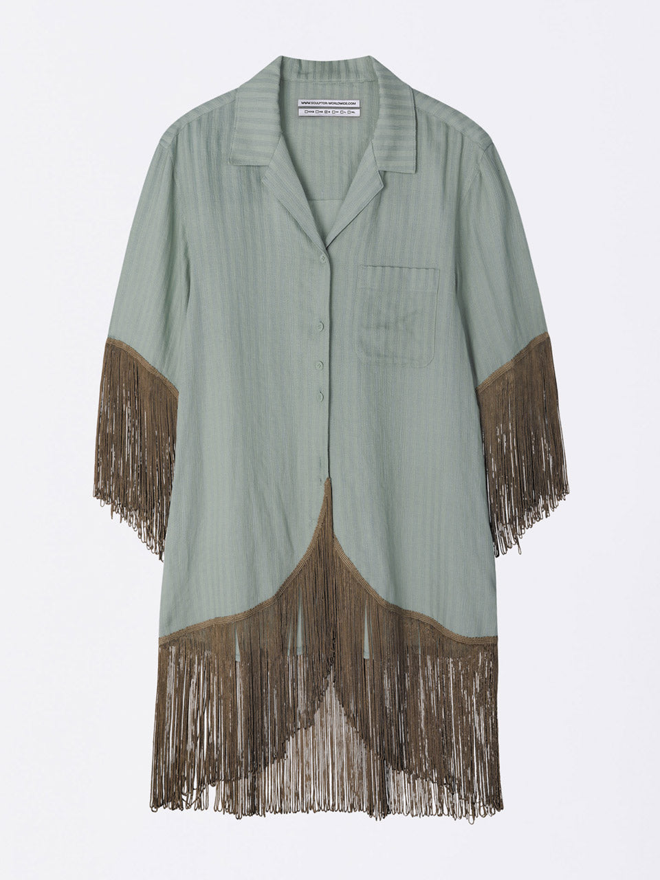 Boho Hawaiian Shirt Misty Stripe