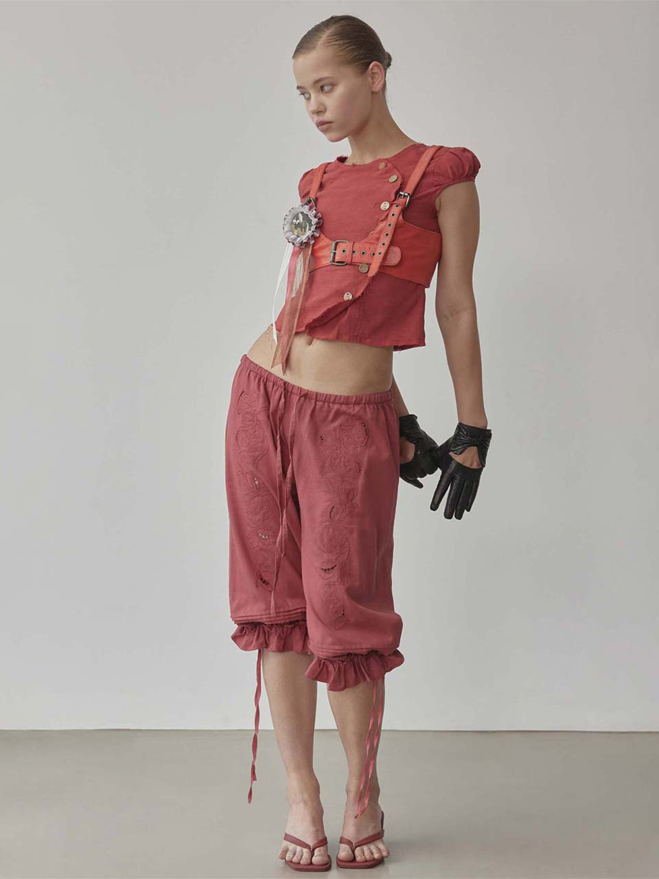 Cottage Cotton Capri Pants Red