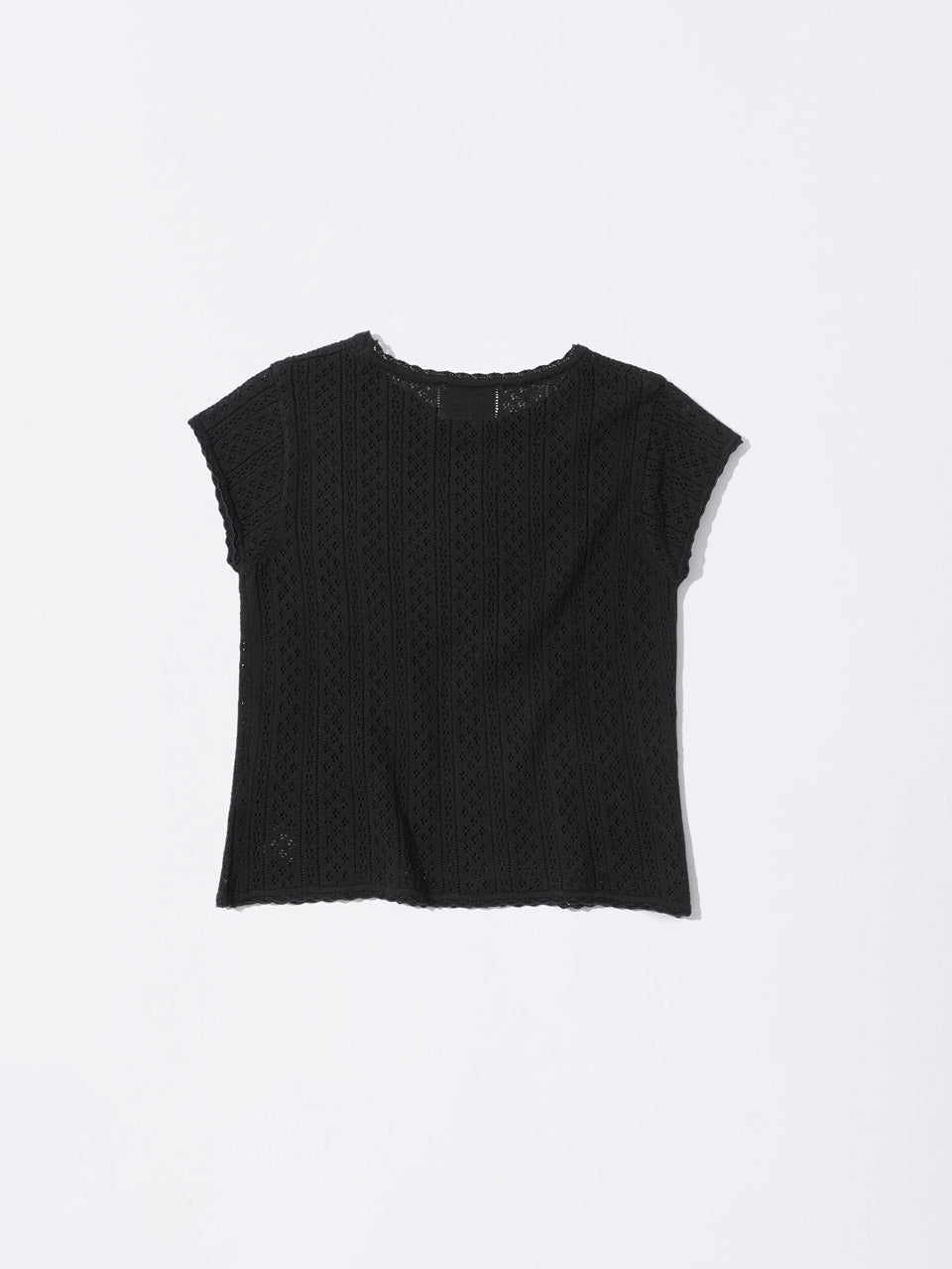 Eyelet Knit Tee Black