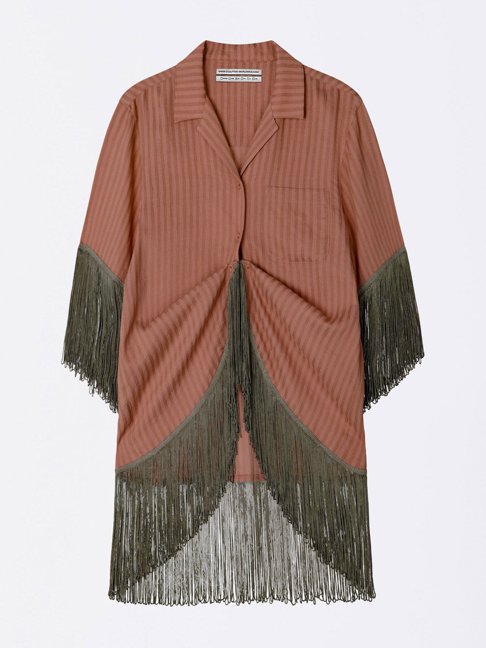 Boho Hawaiian Shirt Brown Stripe