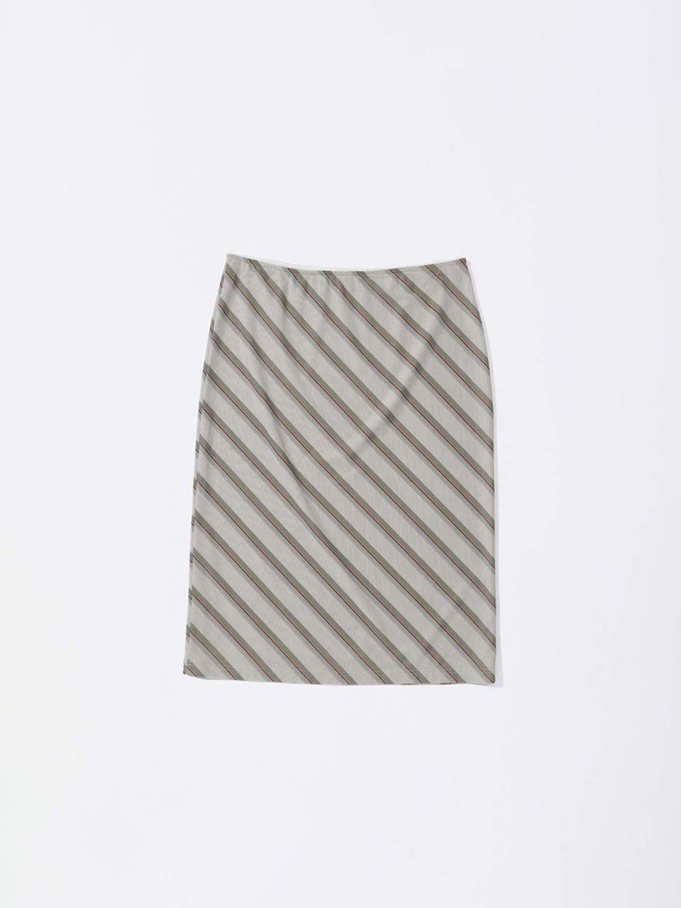 Mesh Stripe Midi Skirt Beige