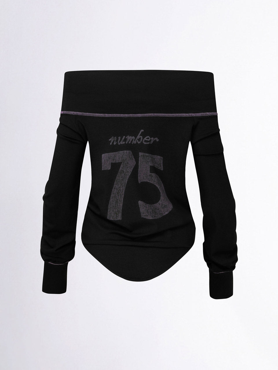 Sculptor X Ed Hardy] Raglan Off-Shoulder Tee Black