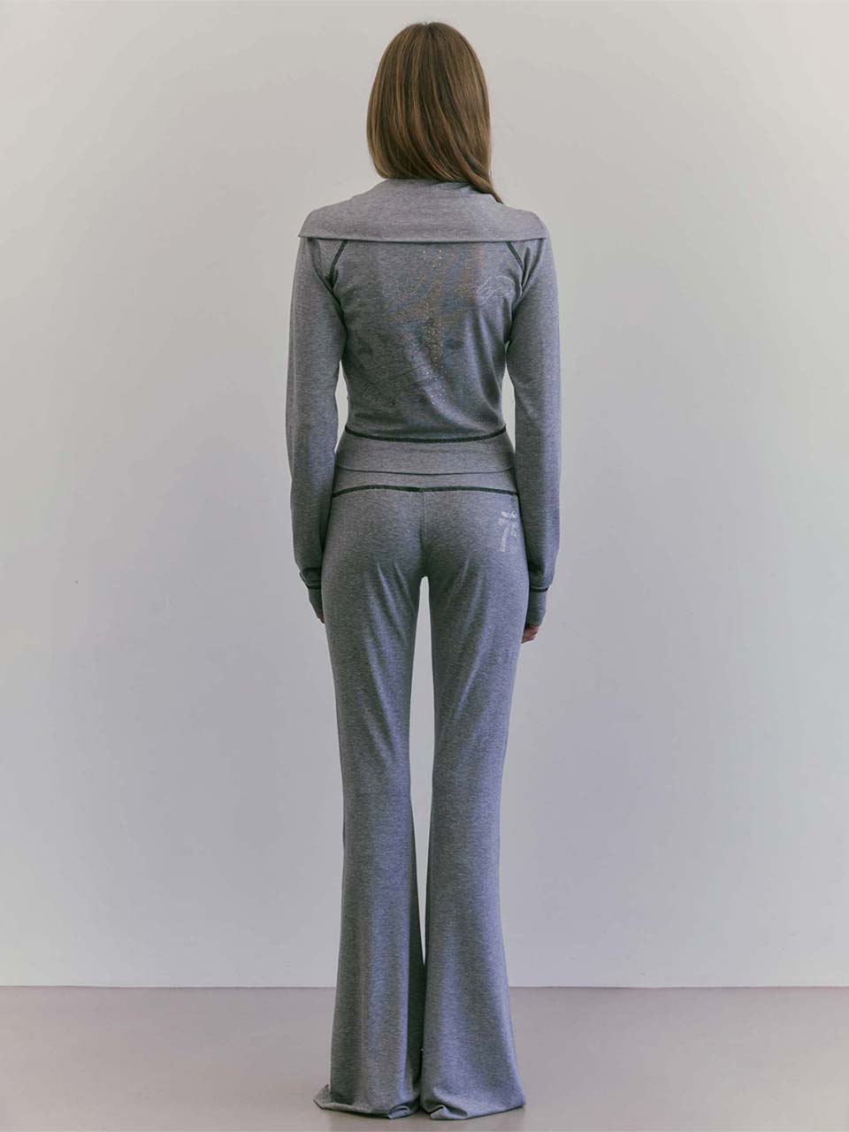 [Sculptor X Ed Hardy] Flare Track Pants Melange Gray