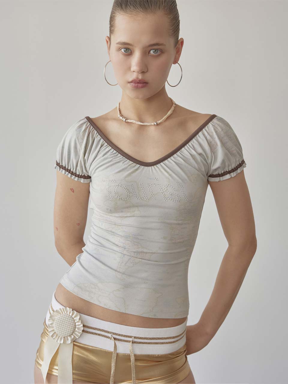 ★SCULPTOR★ Tourist Scoop Back Tee Raw SC25S286IV Tourist Scoop Back Tee Raw – SCULPTOR JAPAN