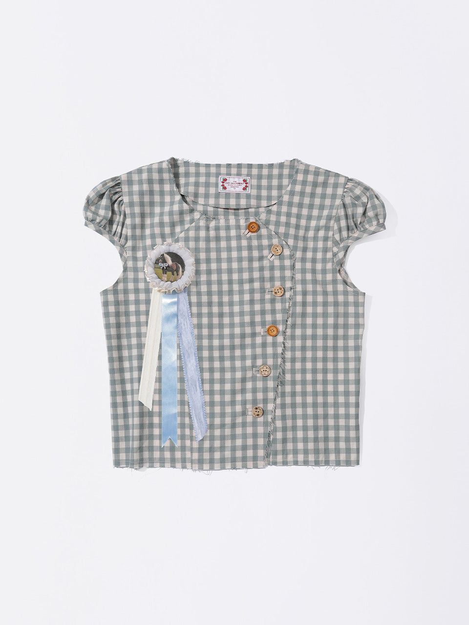 Rosetta Puff Shirt Mint Gingham