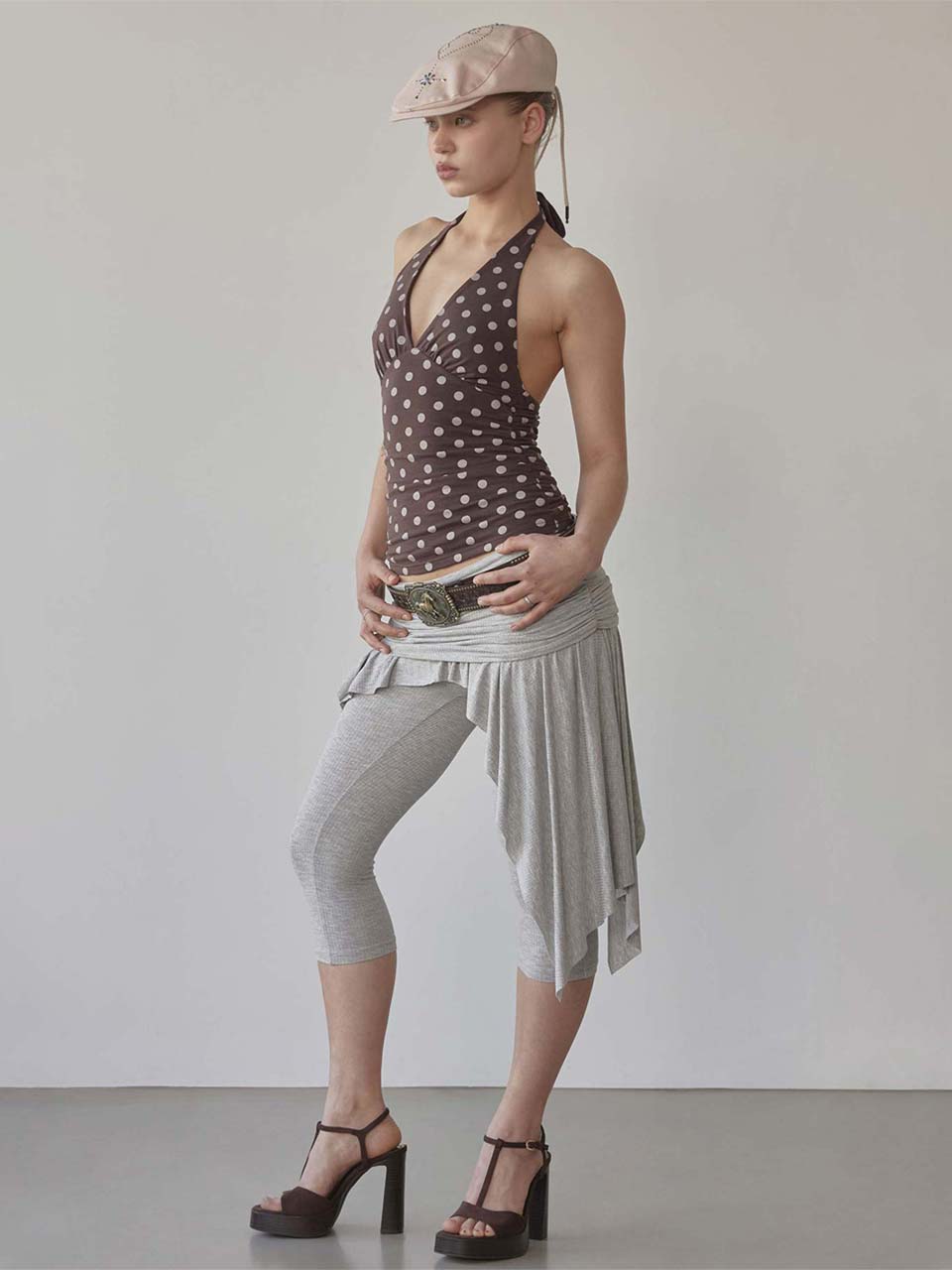 Dot Halter Top Brown