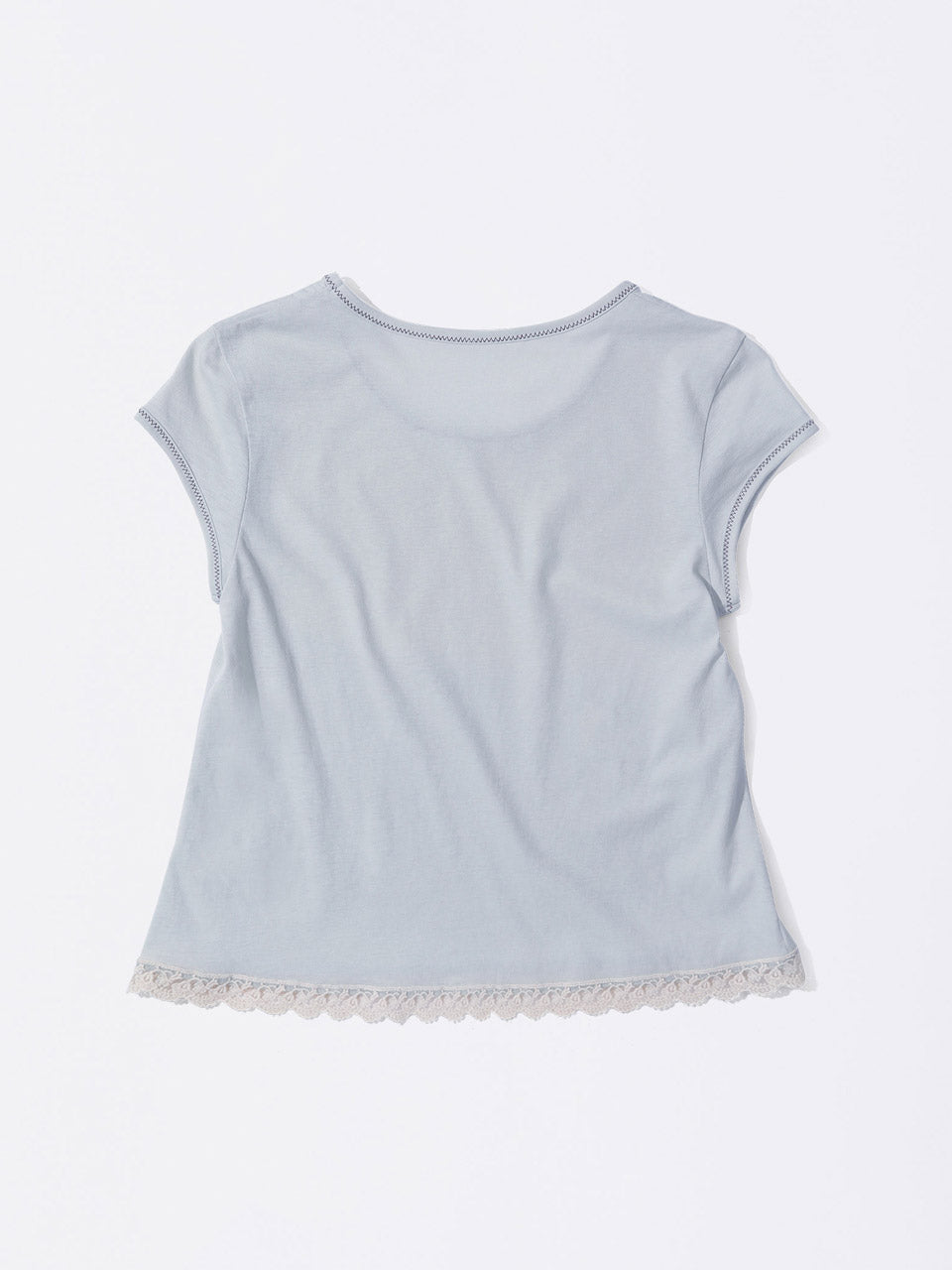 Lace Crop Baby Tee Mystic Blue