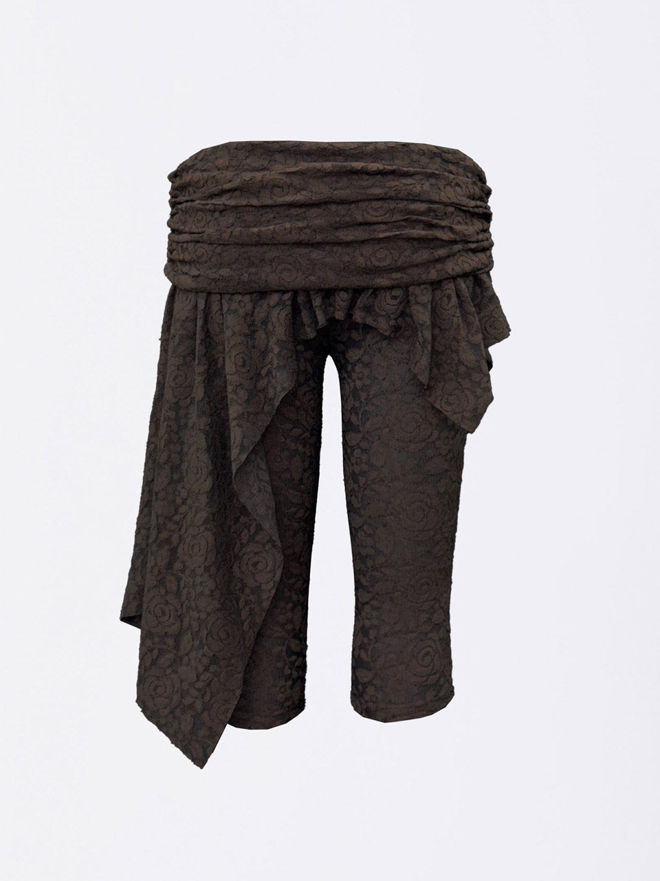 Asymmetric Lace Skirt Leggings Brown