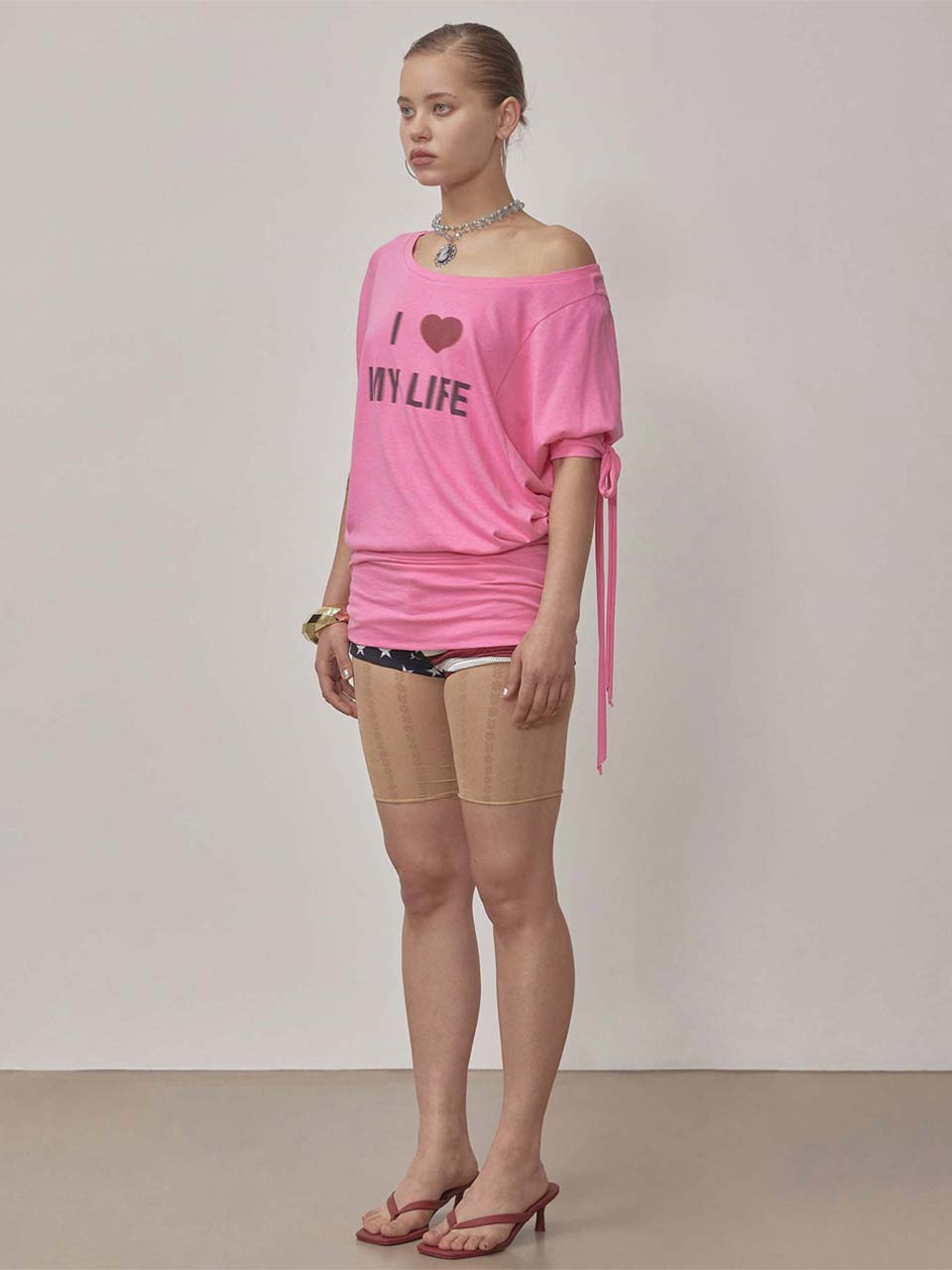 Tie Sleeve Tee Coral – SCULPTOR JAPAN