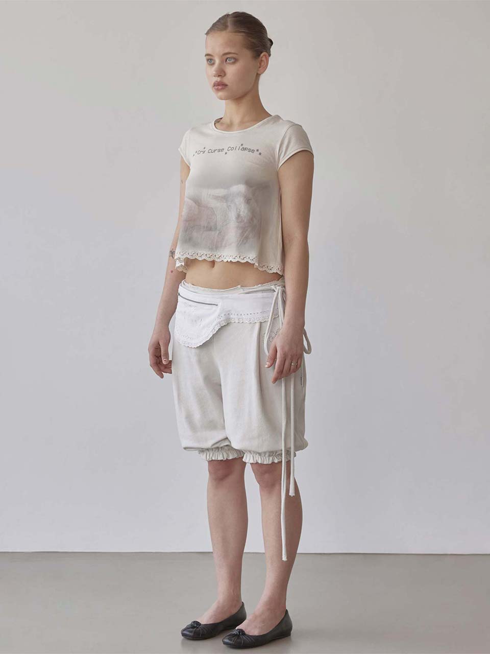 Lace Crop Baby Tee Nude Pink – SCULPTOR JAPAN