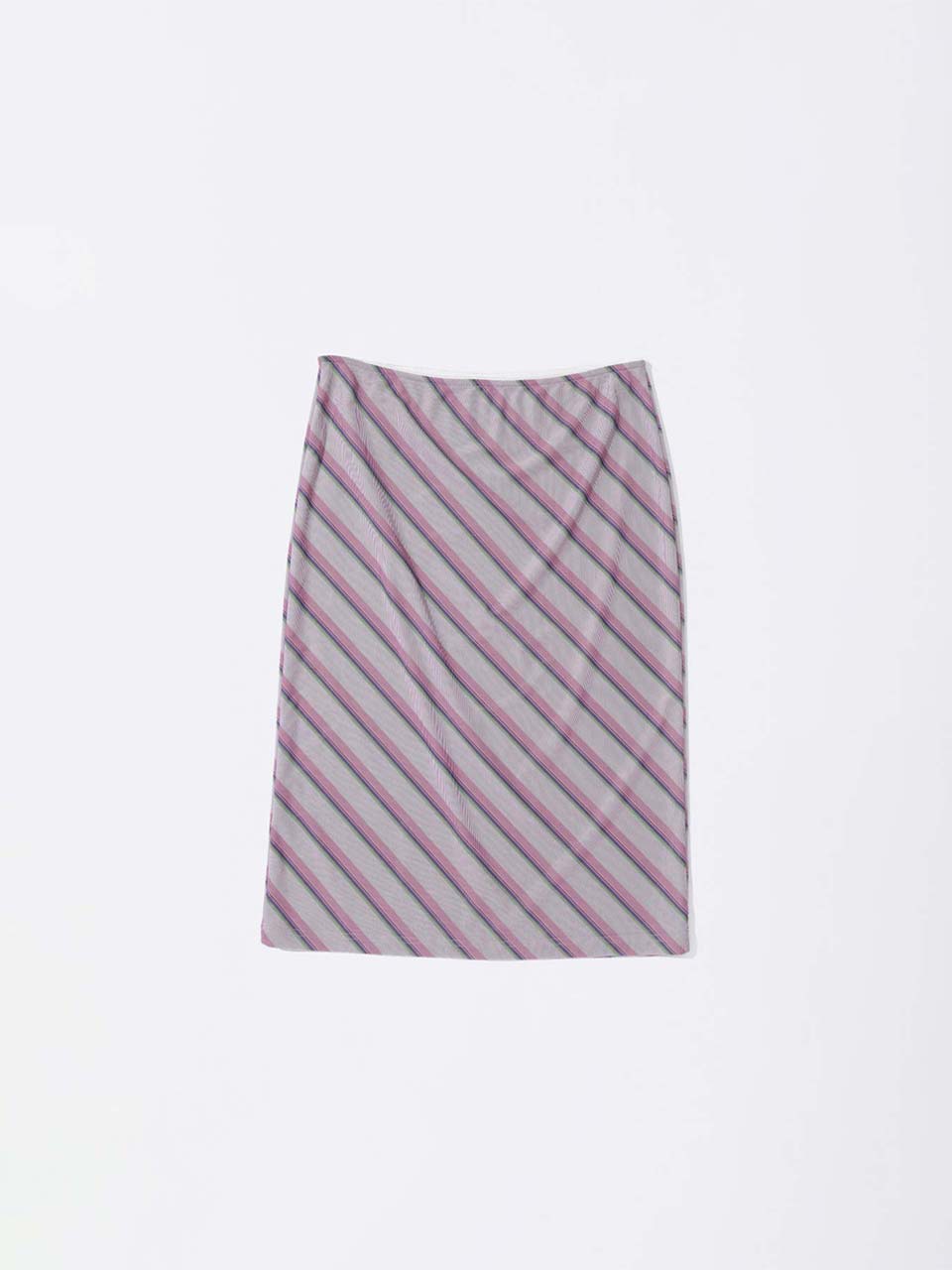 Mesh Stripe Midi Skirt Baby Pink