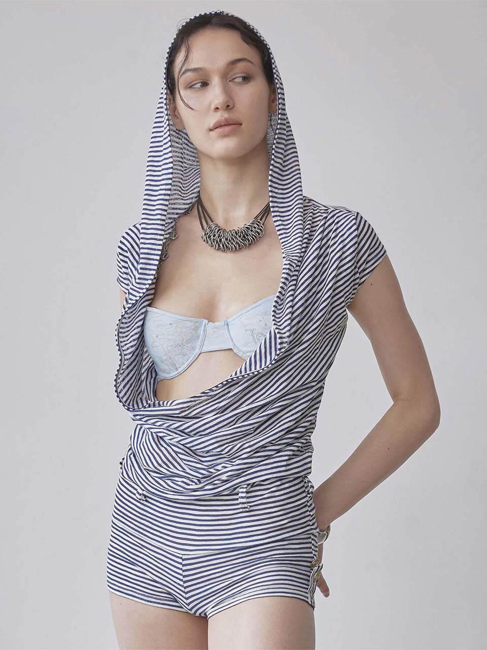 ★SCULPTOR★ Marine Draped Romper Navy SC25S305NA Marine Draped Romper Navy – SCULPTOR JAPAN