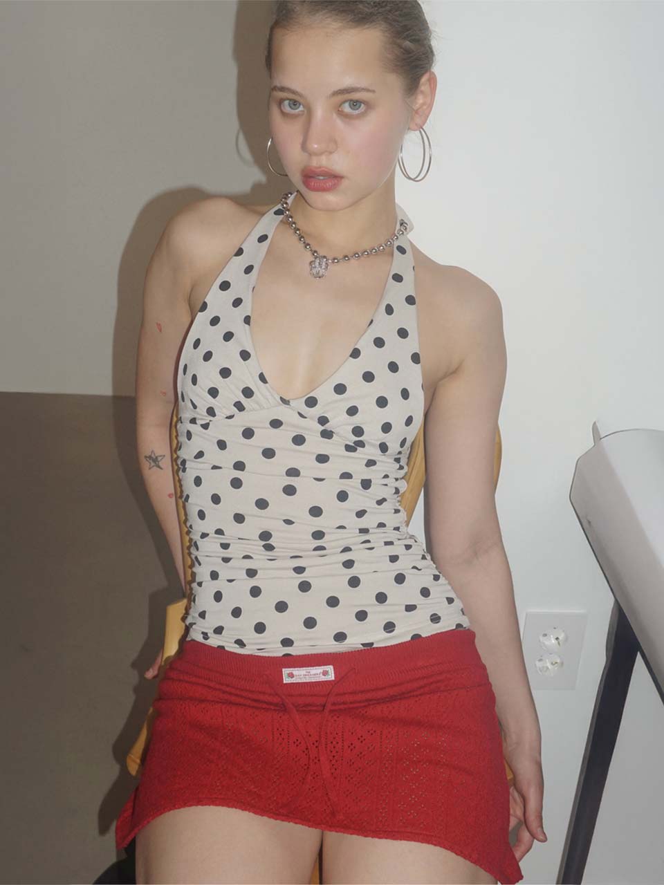 Tシャツ・カットソー [SCULPTOR] Dot Halter Top Raw Dot Halter Top Raw – SCULPTOR JAPAN