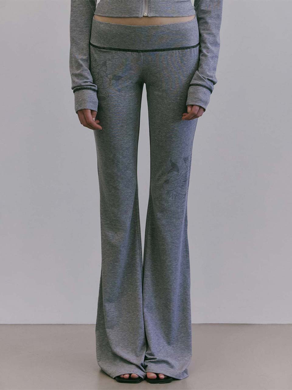 [Sculptor X Ed Hardy] Flare Track Pants Melange Gray
