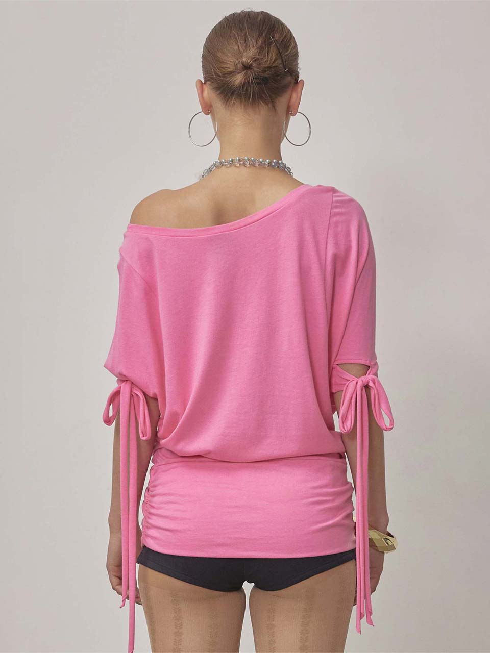 Tシャツ・カットソー [SCULPTOR] Tie Sleeve Tee Coral SC25S276PK Tie Sleeve Tee Coral – SCULPTOR JAPAN