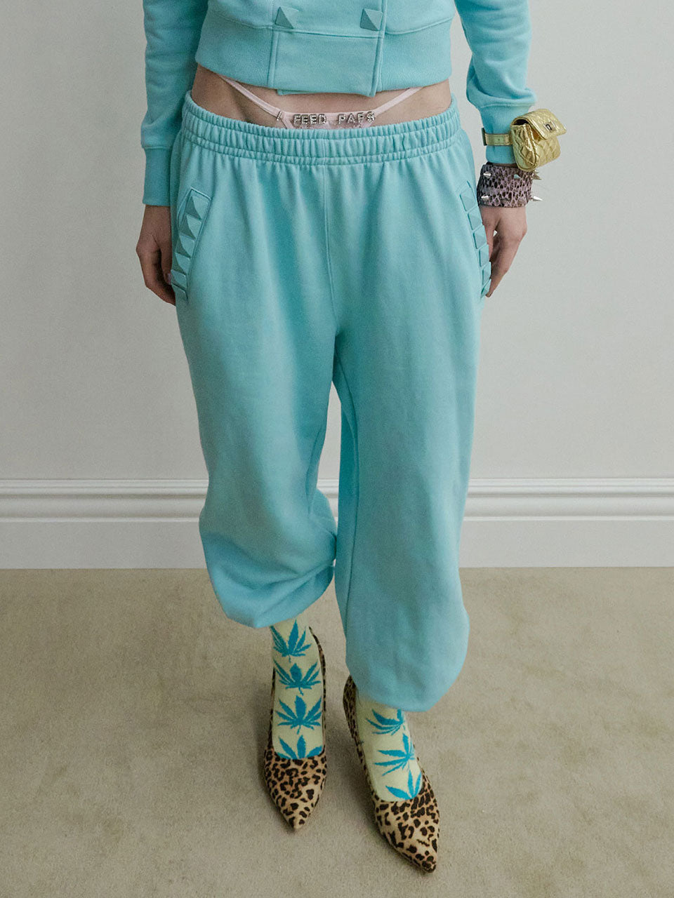 Napoleon Stud Sweatpants Acid Blue