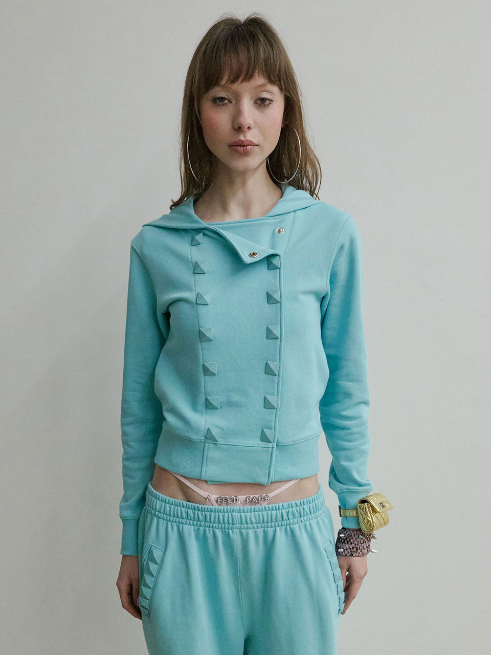 Napoleon Stud Hoodie Acid Blue