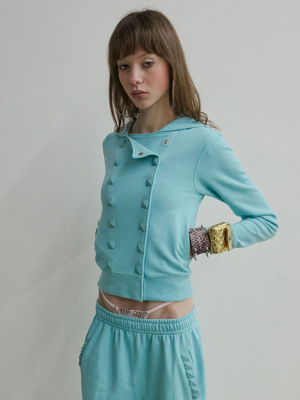 Napoleon Stud Hoodie Acid Blue