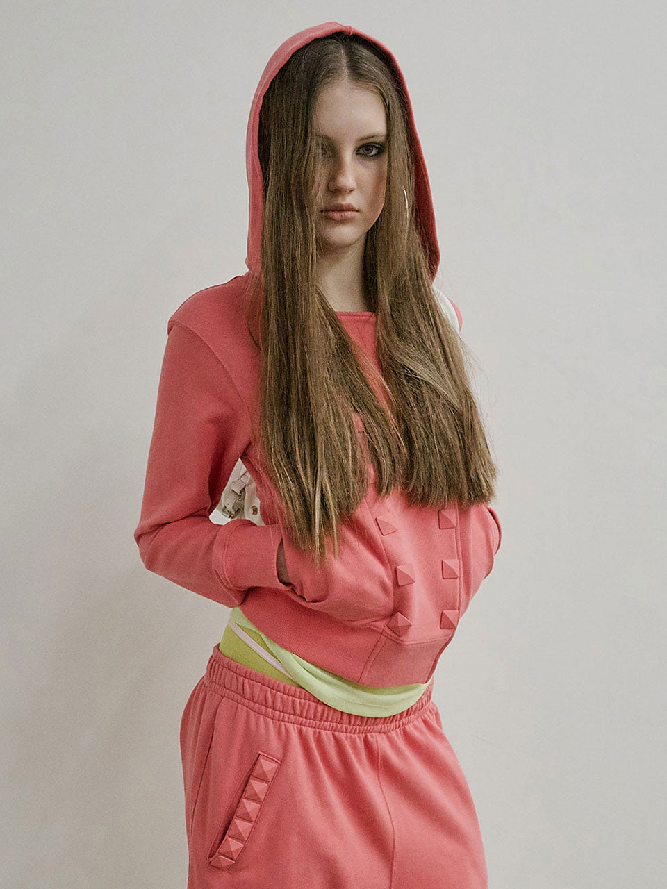 Napoleon Stud Hoodie Acid Pink