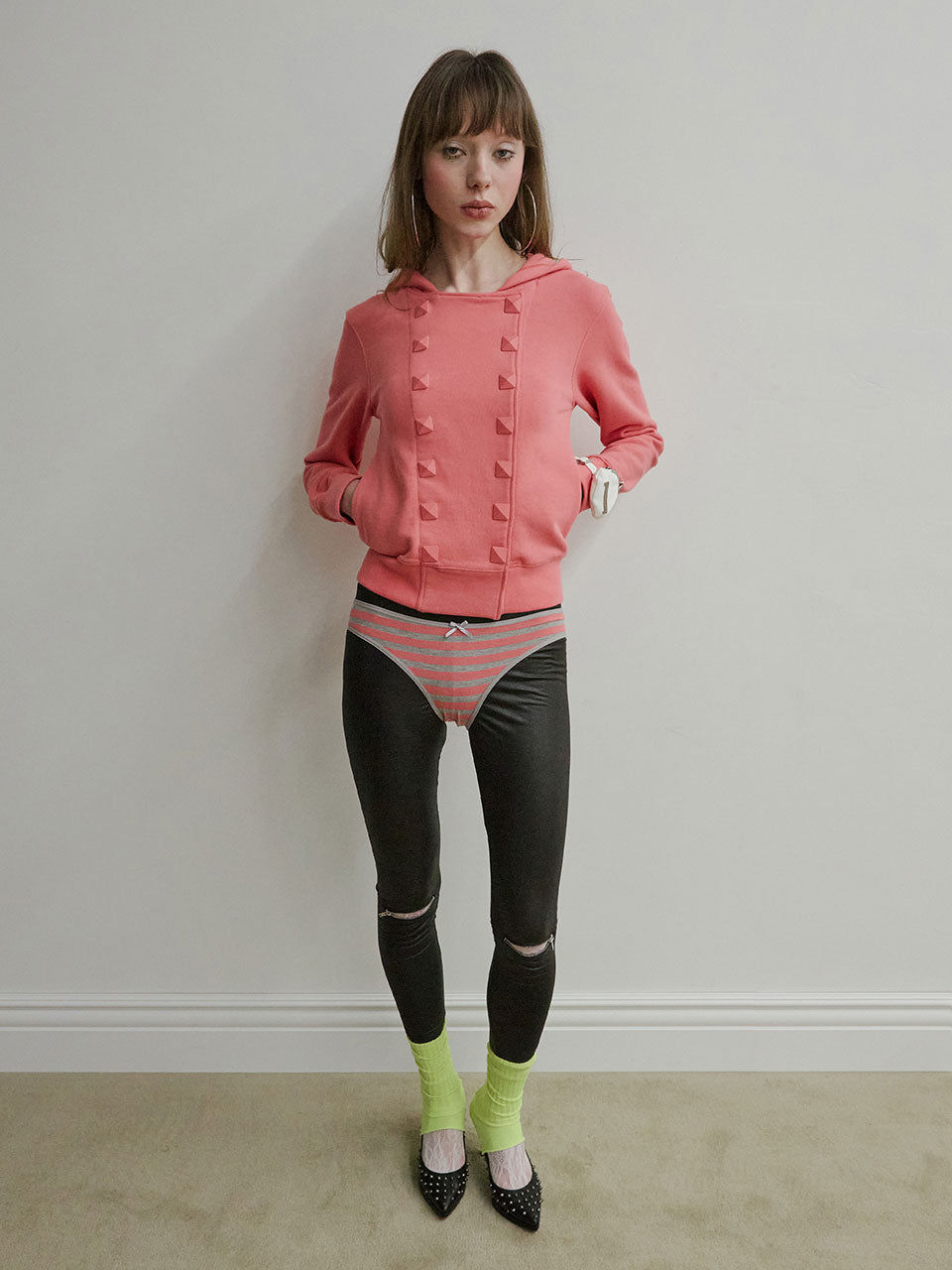 Napoleon Stud Hoodie Acid Pink