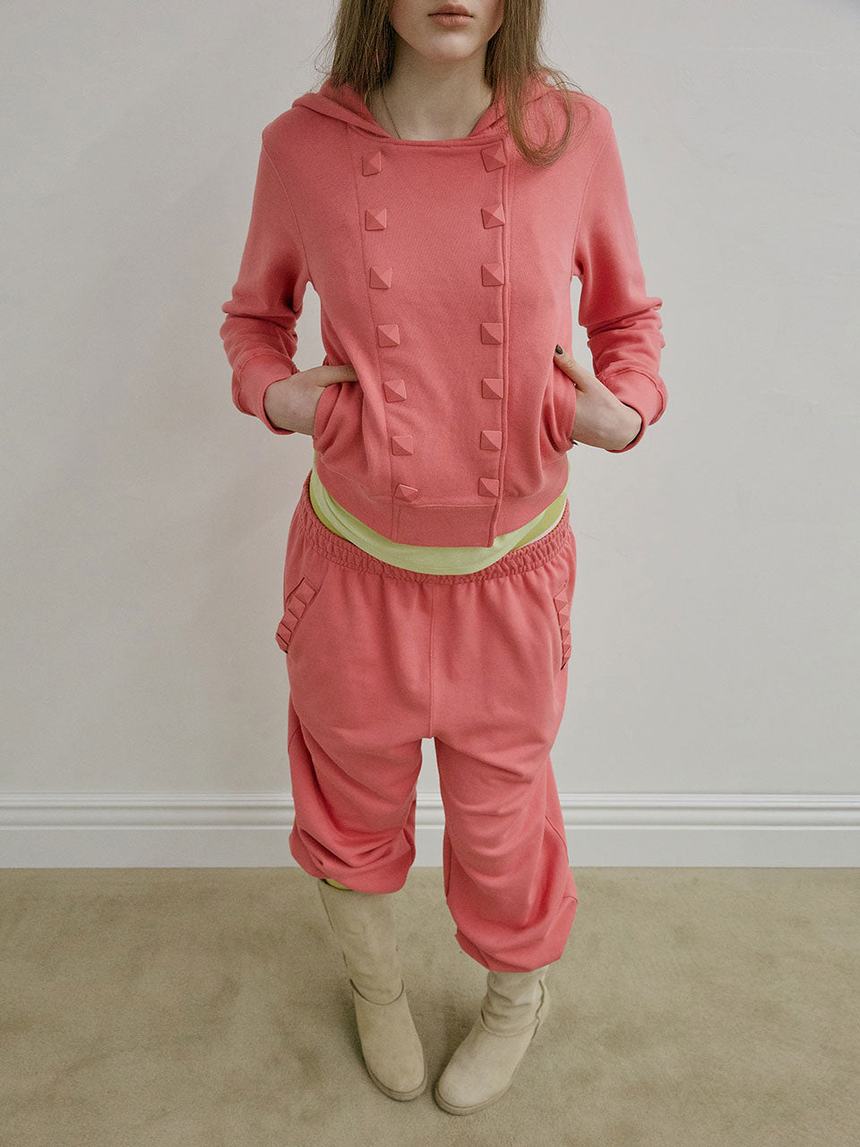 Napoleon Stud Hoodie Acid Pink