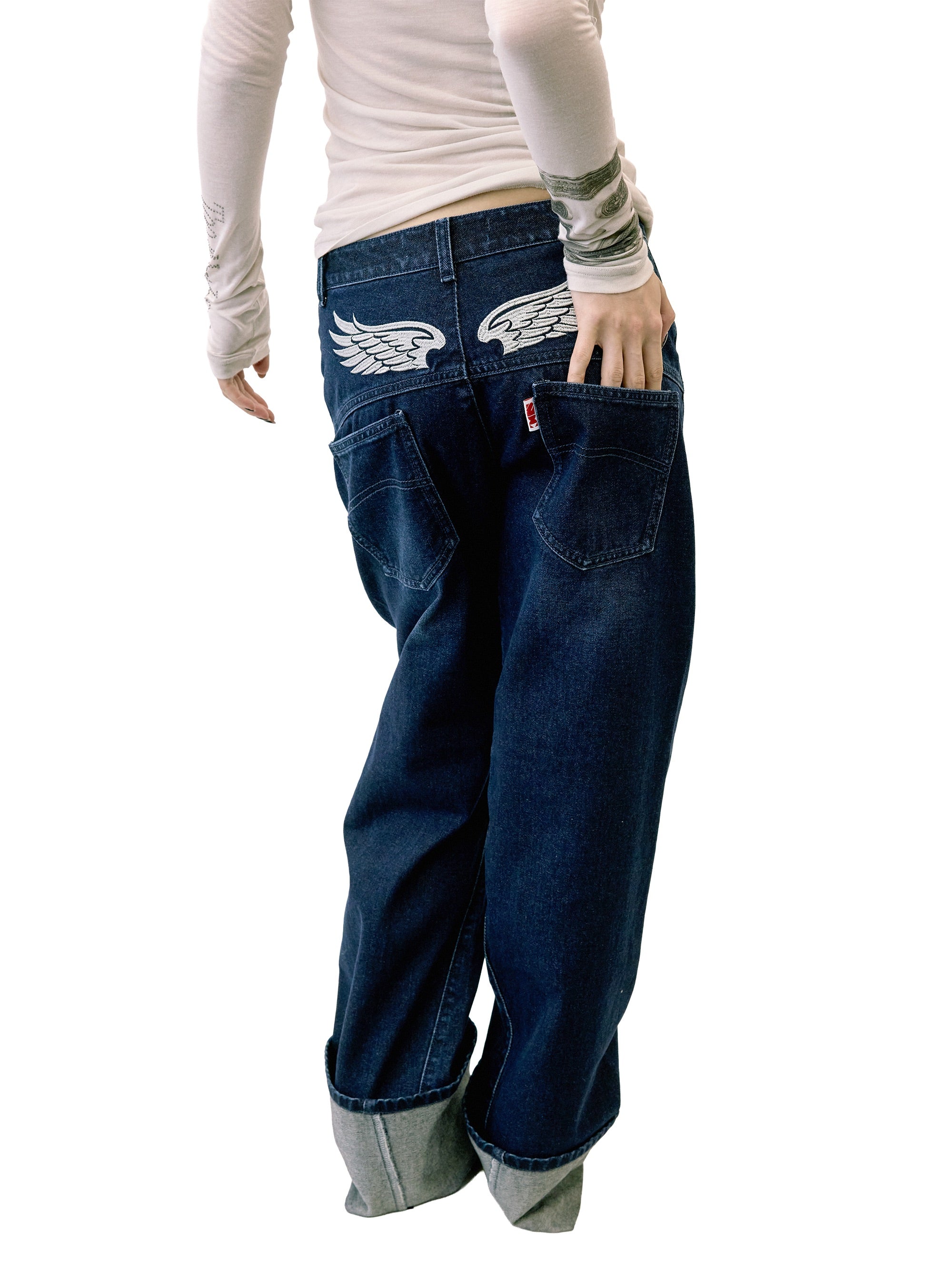 Angelic Roll Up Denim Deep Blue