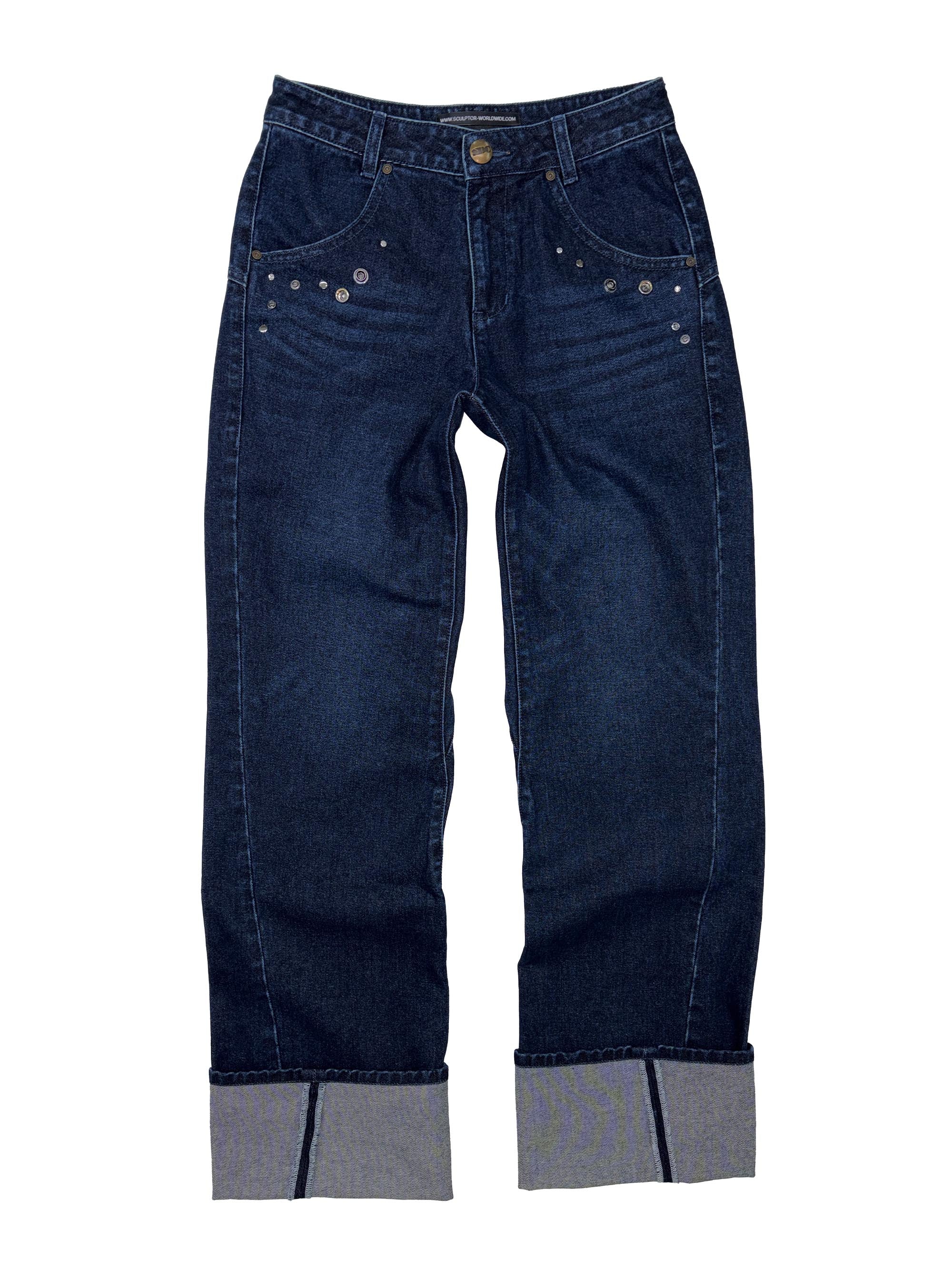 Angelic Roll Up Denim Deep Blue