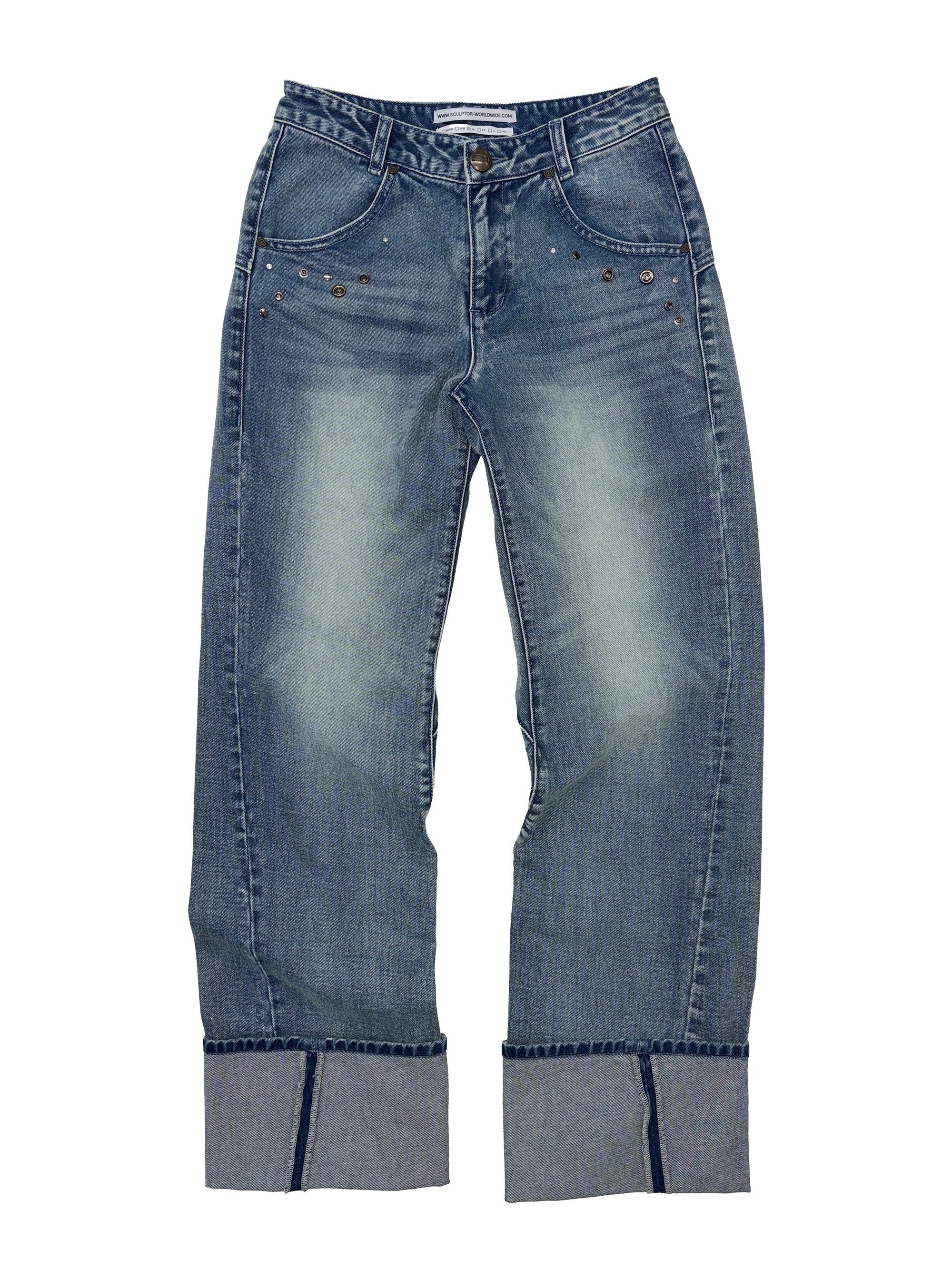 Angelic Roll Up Denim Mid Blue