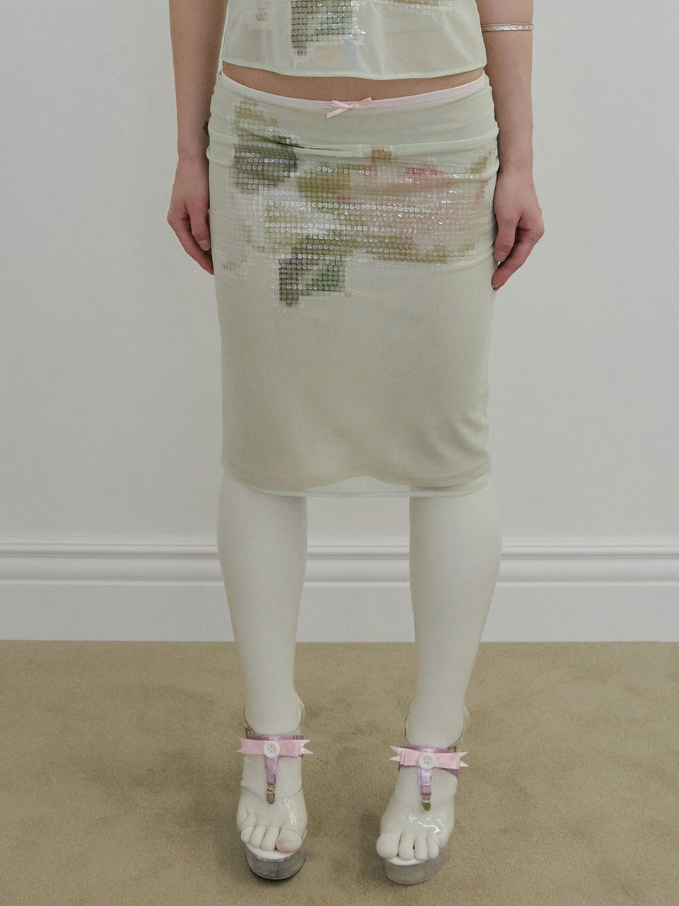 Censored Lotus Midi Skirt Apple