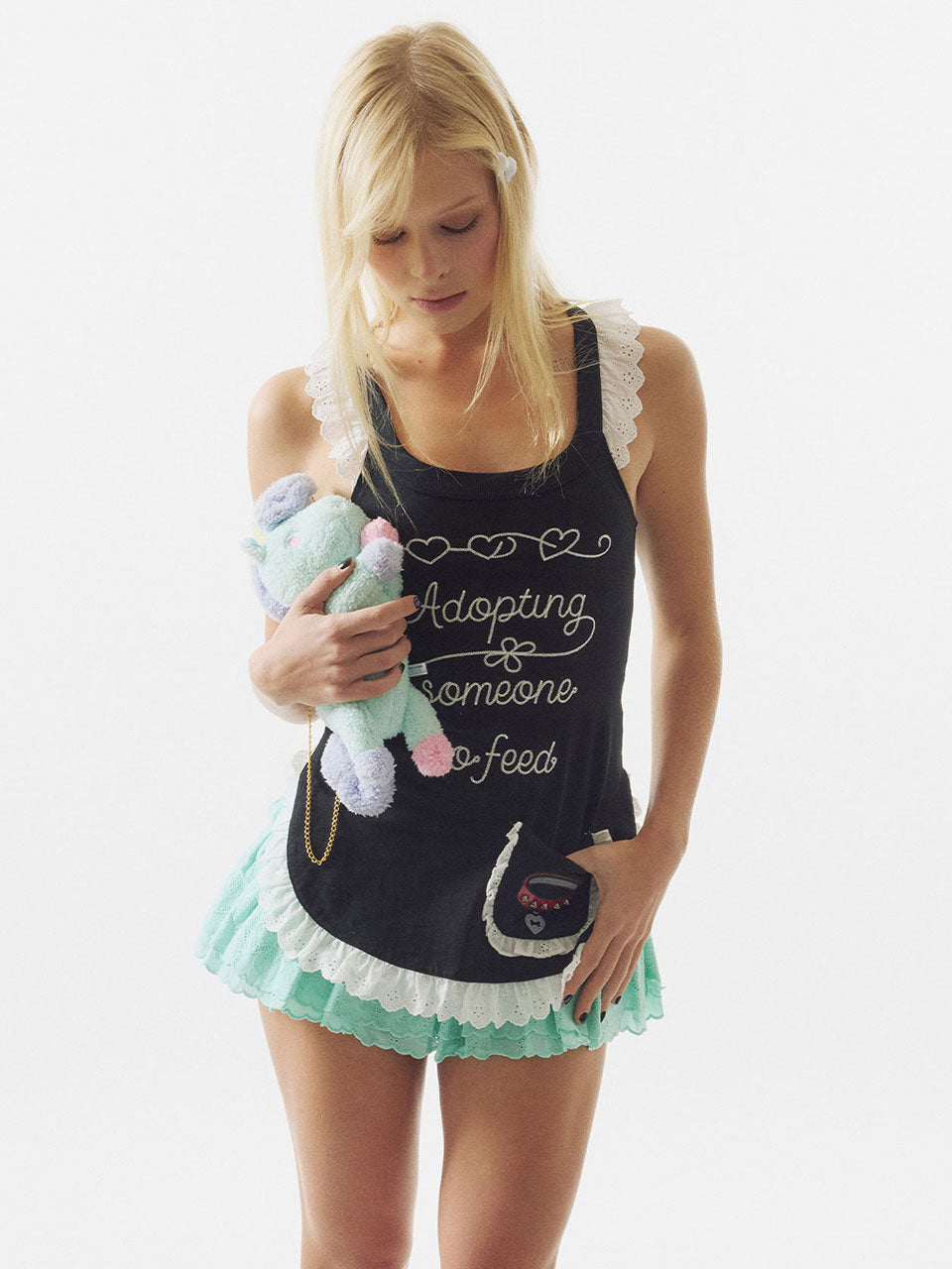 Apron Ruffle Tank Top Black