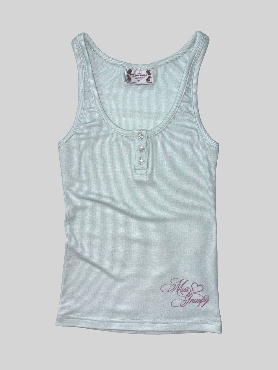 Miss Grumpy Button-Up Top Baby Blue