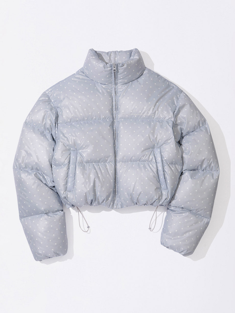 Polka Cropped Puffer Down Baby Blue