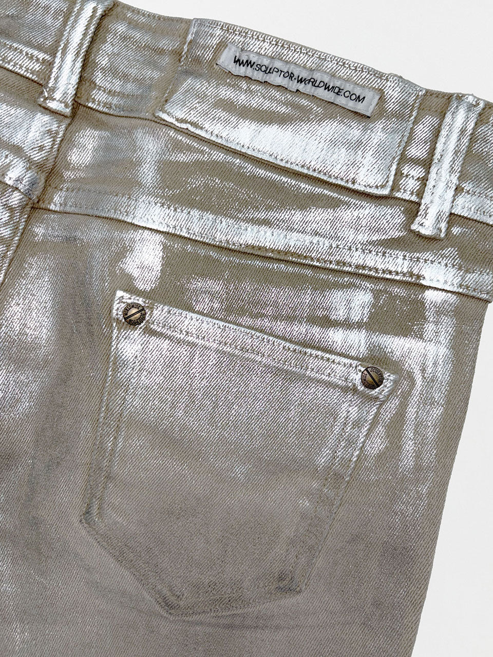 Metallic Bootcut Denim Beige/Silver