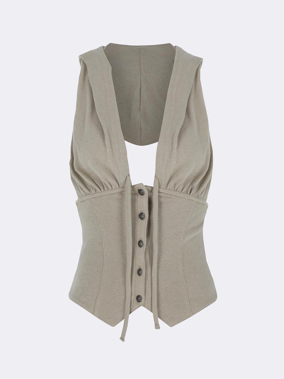 Classic Sleeveless Hoodie Beige
