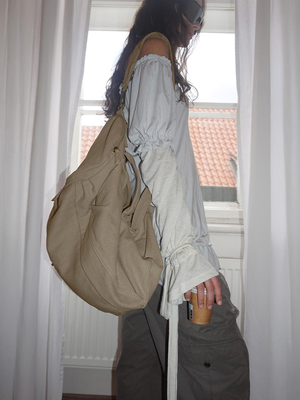 Three-Way Twill Bag Beige