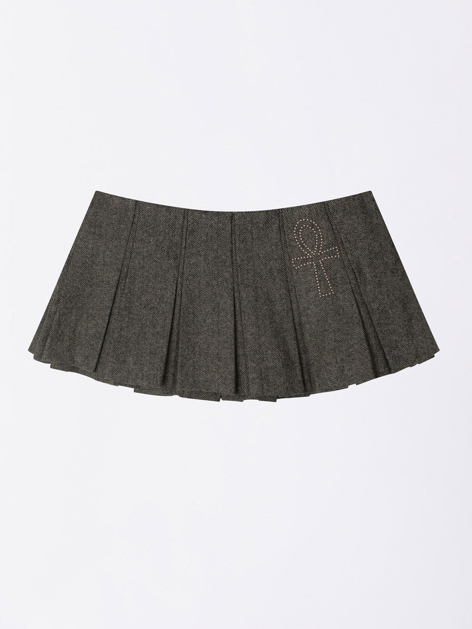 Wool Micro Wrap Skirt Beige