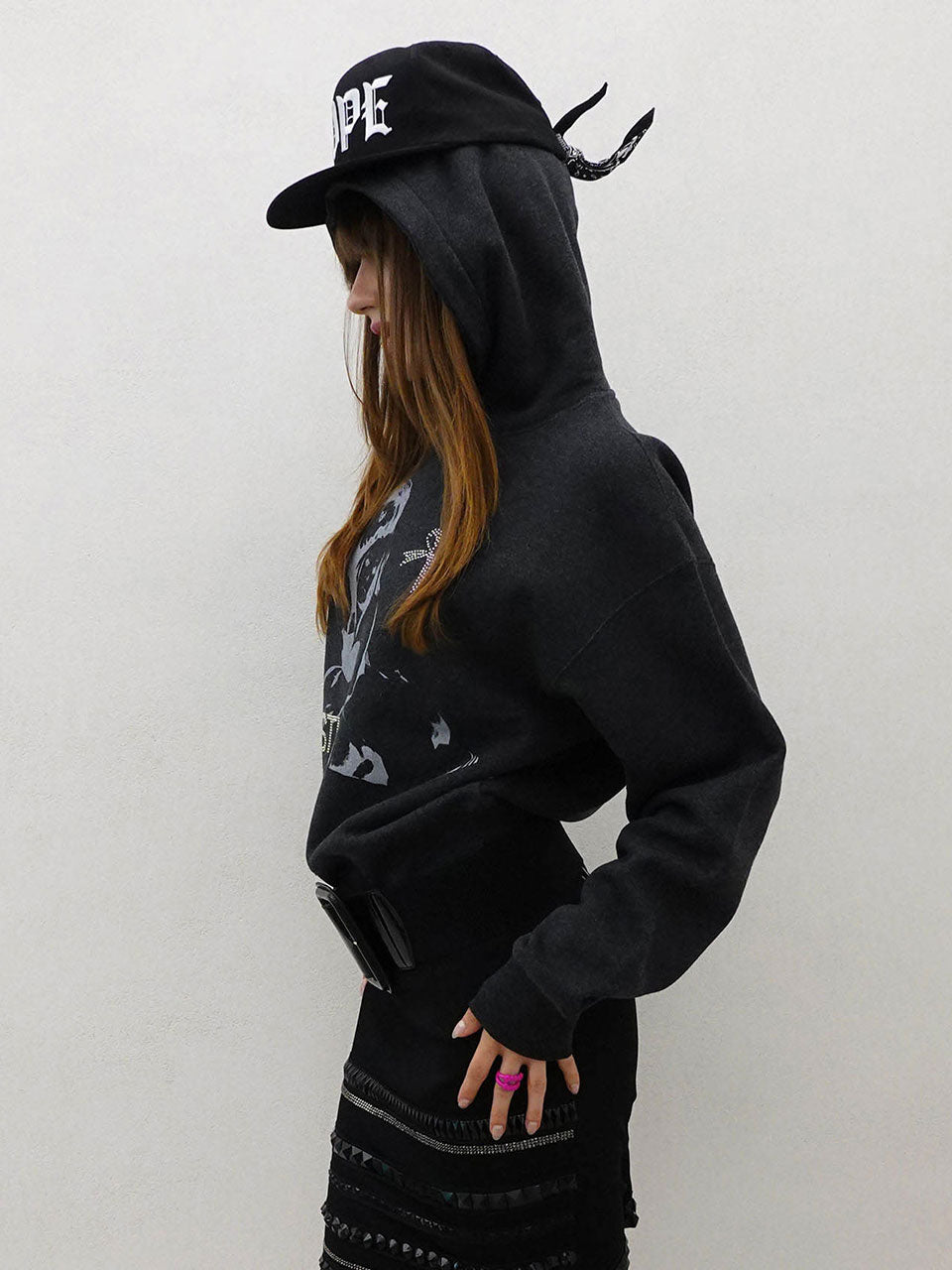 Bestie Hoodie Melange Charcoal