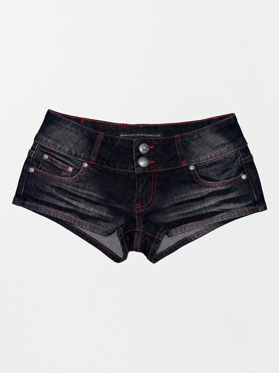Studded Denim Shorts Black