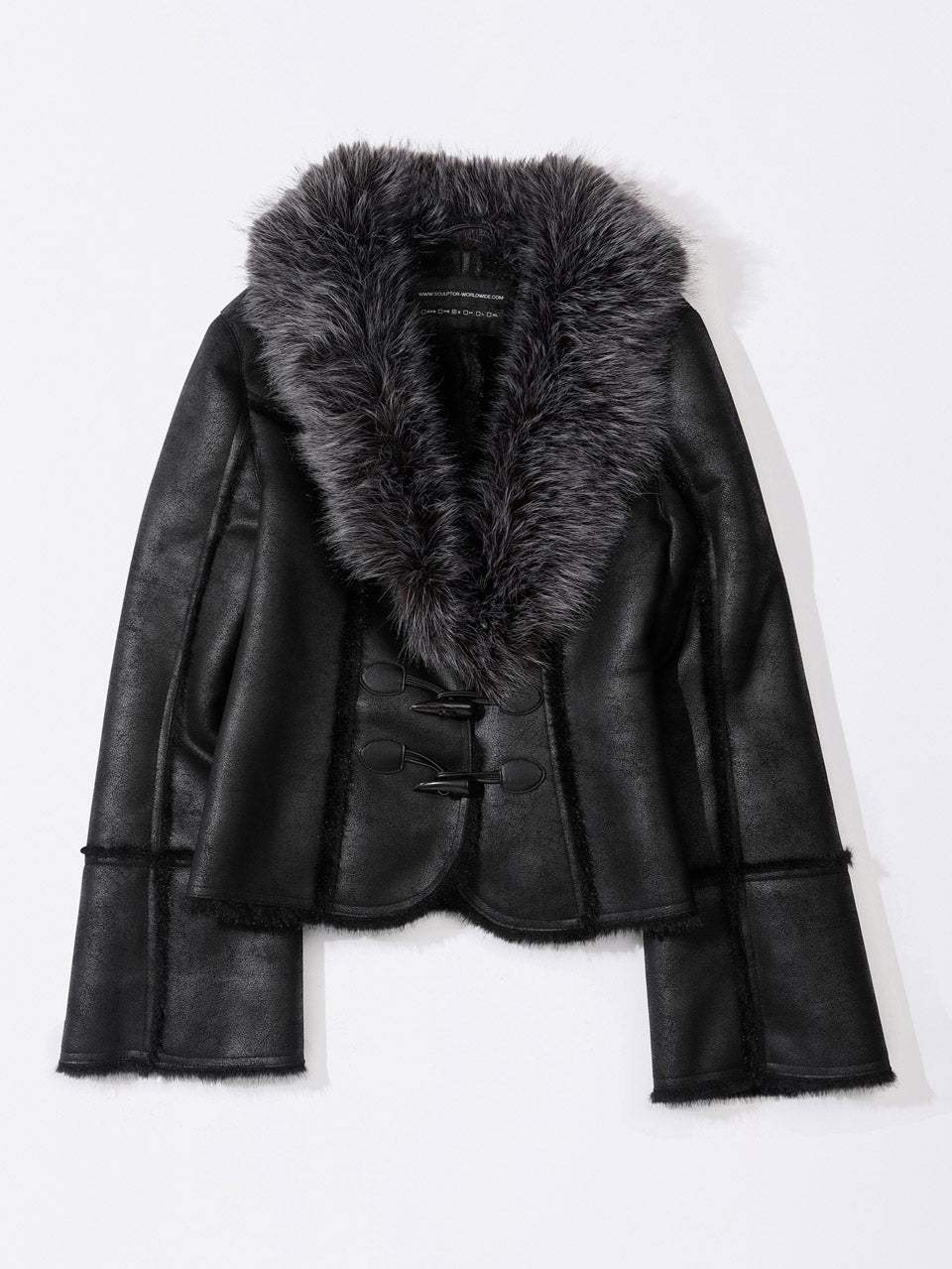 Faux Mouton Toggle Coat Black