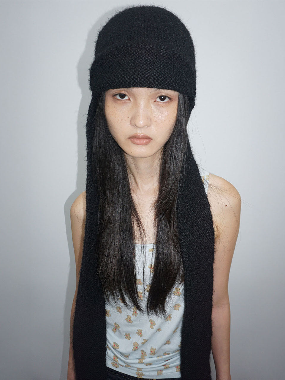 Flap Tail Beanie Black