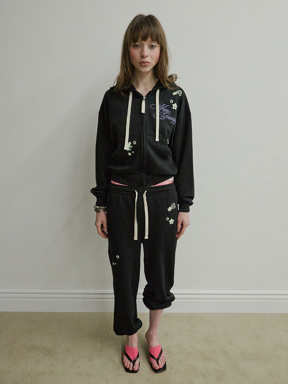 Glow In The Dark Zip-Up Hoodie Black