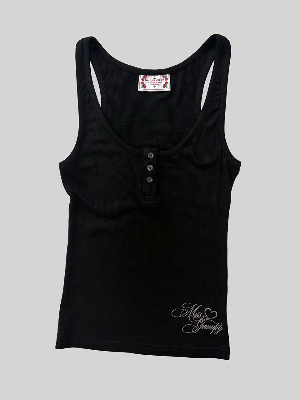 Miss Grumpy Button-Up Top Black